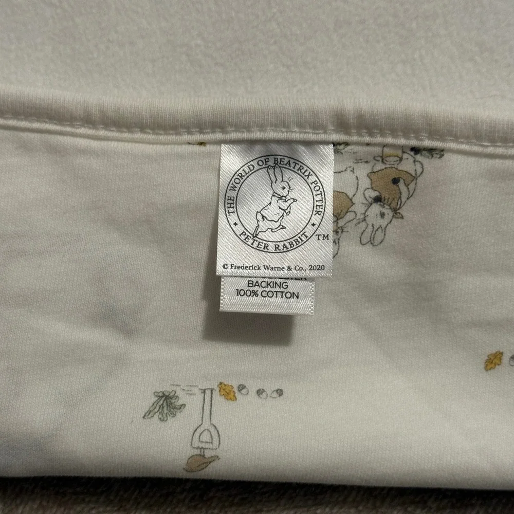 Beatrix Potter Peter Rabbit Baby Blanket Ivory Fleece Cotton Reversible 28x34